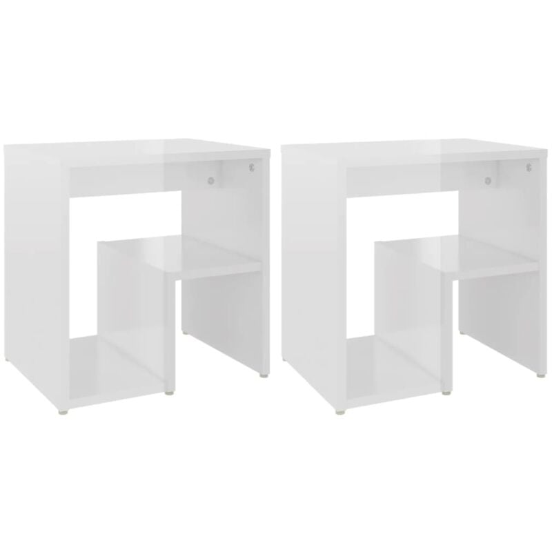 

vidaXL Mesitas de noche aglomerado 40x30x40 cm 2 uds blanco brillante - Blanco