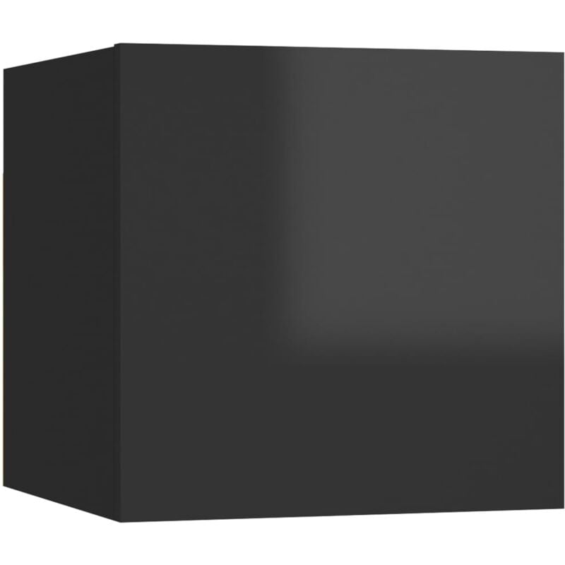 

vidaXL Mesita de noche aglomerado 30,5x30x30 cm negro brillante - Negro
