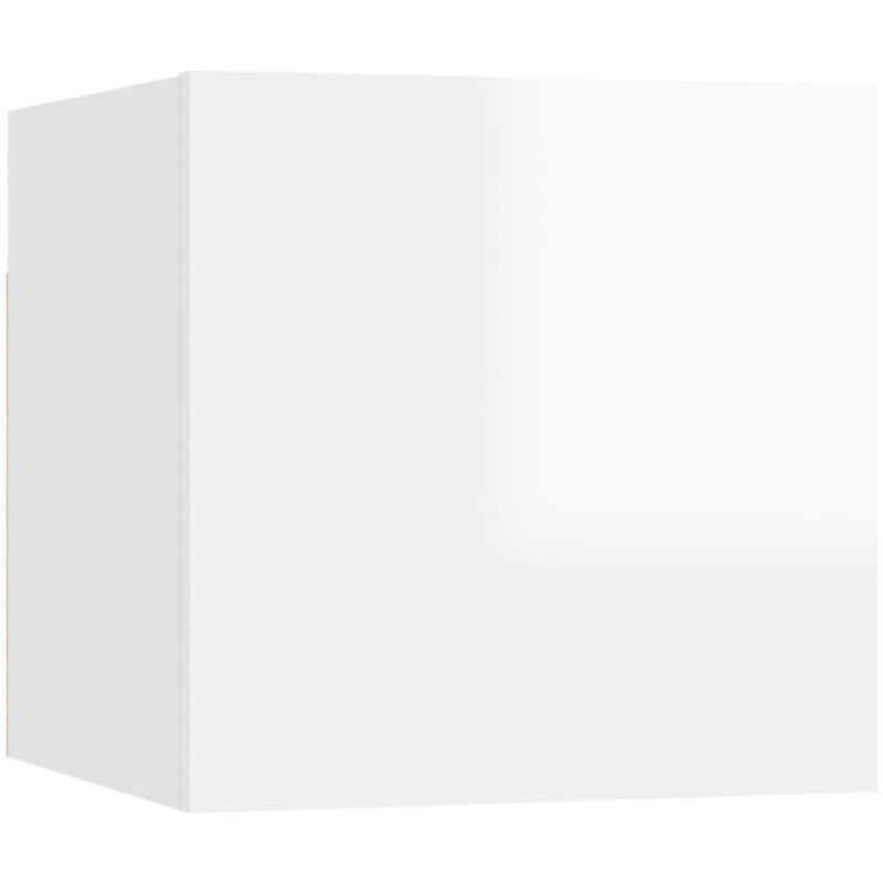 

vidaXL Mesita de noche aglomerado 30,5x30x30 cm blanco brillante - Blanco
