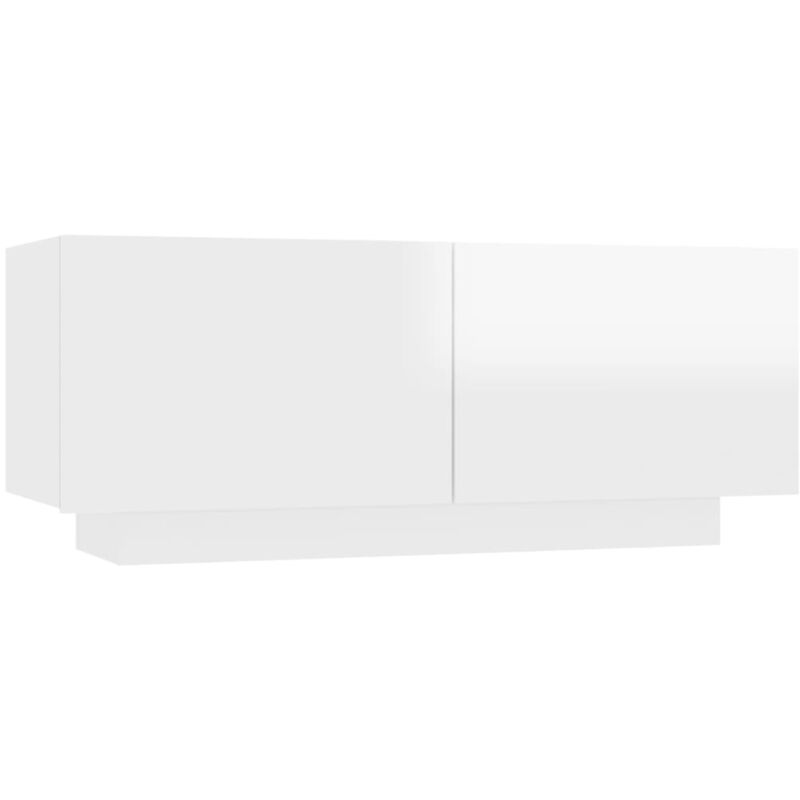 

vidaXL Mesita de noche aglomerado 100x35x40 cm blanco brillante - Blanco
