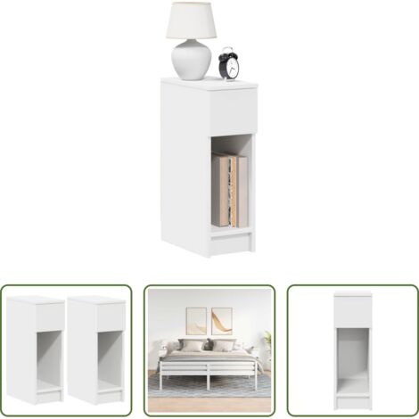 vidaXL Mesita de noche blanca -  Mesillas de noche con cajón 2 uds blanco 20x36x60 cm