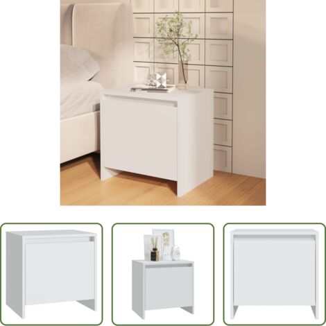 vidaXL Mesita de noche blanca -  Mesita de noche madera de ingeniería blanco 45x34x44,5 cm