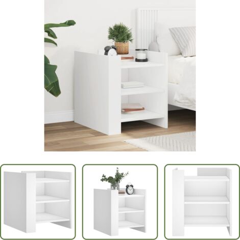 vidaXL Mesita de noche blanca -  Mesita de noche madera de ingeniería blanco 45x50x50 cm
