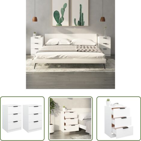 vidaXL Mesita de noche blanca -  Mesitas de noche 2 unidades color blanco 40x36x65 cm