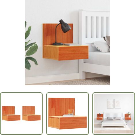 vidaXL Mesita de noche clásica -  Mesita de Noche con cajón 2 pcs Marrón cera 42 x 32,5 x 40 cm