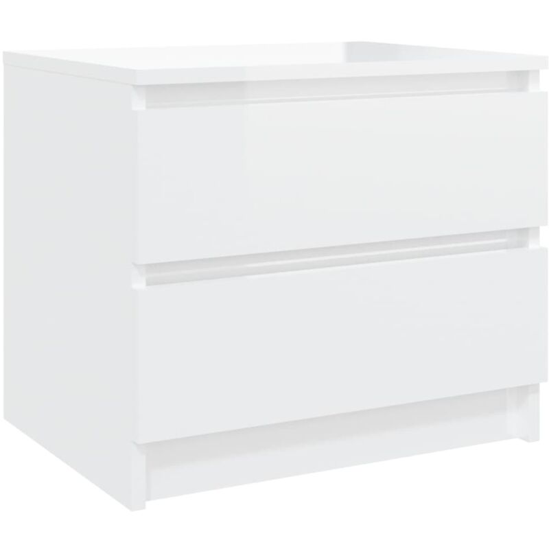 

vidaXL Mesita de noche aglomerado 50x39x43,5 cm blanco brillante - Blanco