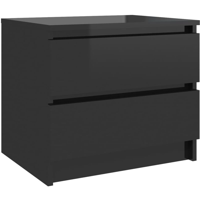 

vidaXL Mesita de noche aglomerado 50x39x43,5 cm negro brillante - Negro