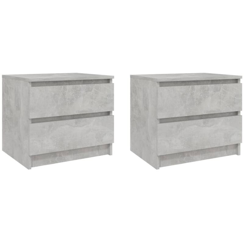 

vidaXL Mesitas de noche aglomerado 50x39x43,5 cm 2 uds gris hormigón - Gris