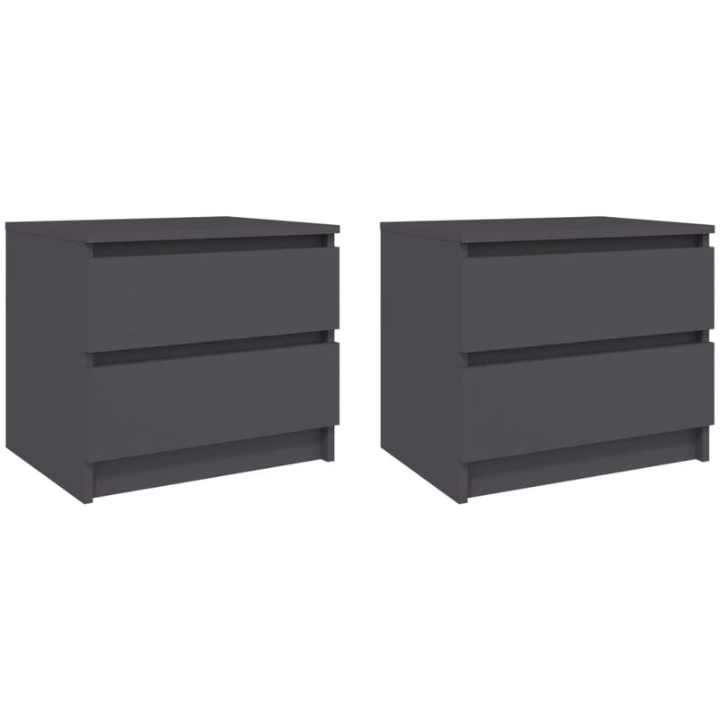 

vidaXL Mesitas de noche 50x39x43,5 cm aglomerado 2 uds gris - Gris