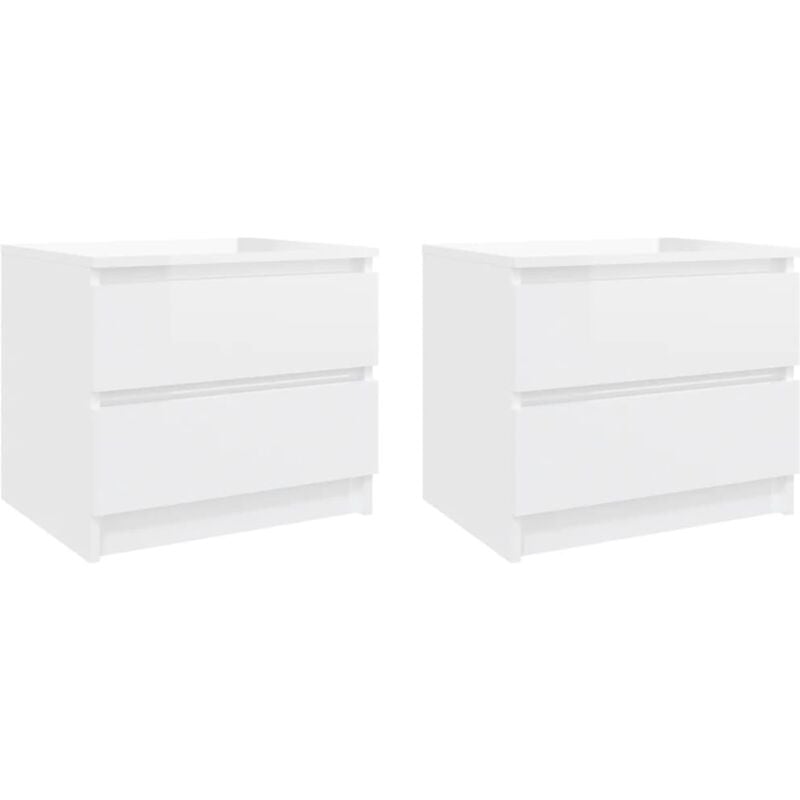 

vidaXL Mesitas de noche aglomerado 50x39x43,5cm 2 uds blanco brillante - Blanco