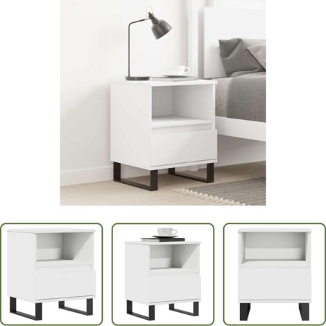 vidaXL Mesita de noche con cajón -  Mesita de noche madera contrachapada blanco 40x35x50 cm