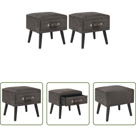 vidaXL Mesita de noche con cajón -  Mesitas de noche 2 unidades 40x35x40 cm terciopelo gris
