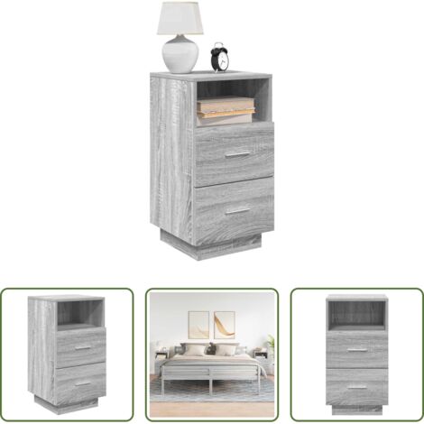 vidaXL Mesita de noche con cajones -  Mesillas de noche 2 uds con 2 cajones gris sonoma 36x36x68 cm