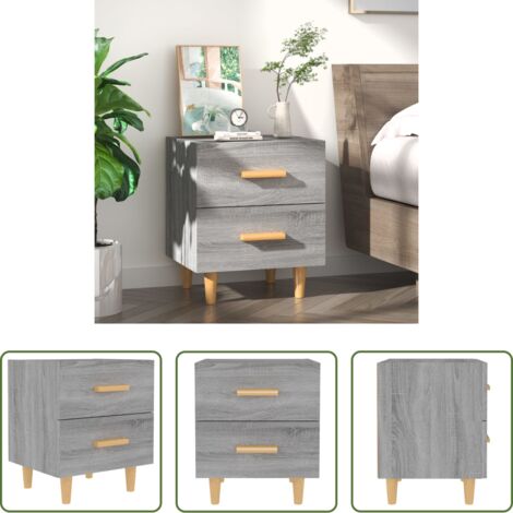 vidaXL Mesita de noche con cajones -  Mesita de noche gris sonoma 40x35x47,5 cm