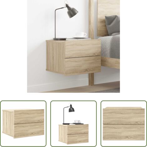 vidaXL Mesita de noche con cajones -  Mesita de noche madera contrachapada color roble 40x30x30 cm