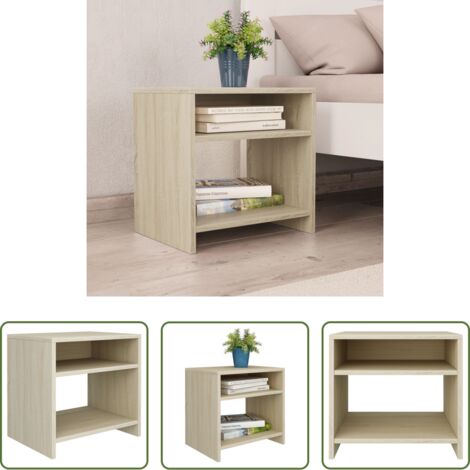 vidaXL Mesita de noche con estante -  Mesita de noche madera contrachapada roble sonoma 40x30x40 cm
