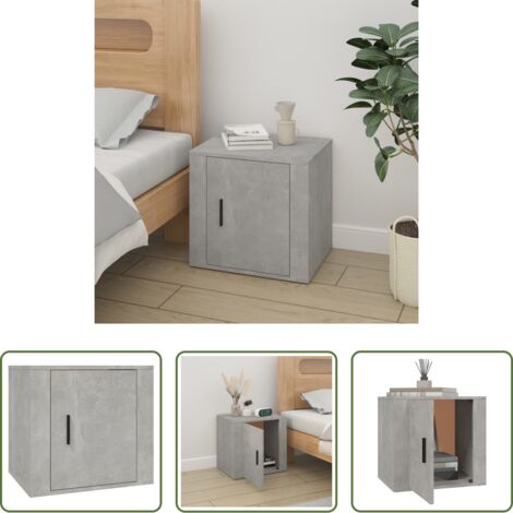 vidaXL Mesita de noche con madera contrachapada -  Mesita de noche color gris hormigón 50x39x47 cm