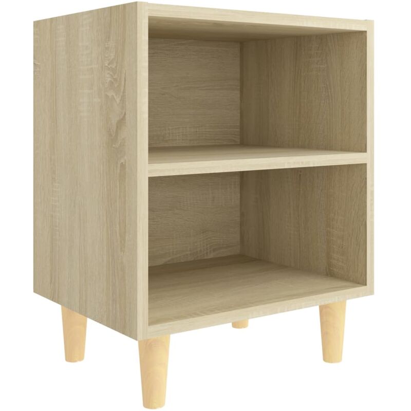

vidaXL Mesita de noche con patas de madera pino roble Sonoma 40x30x50 cm - Marrón