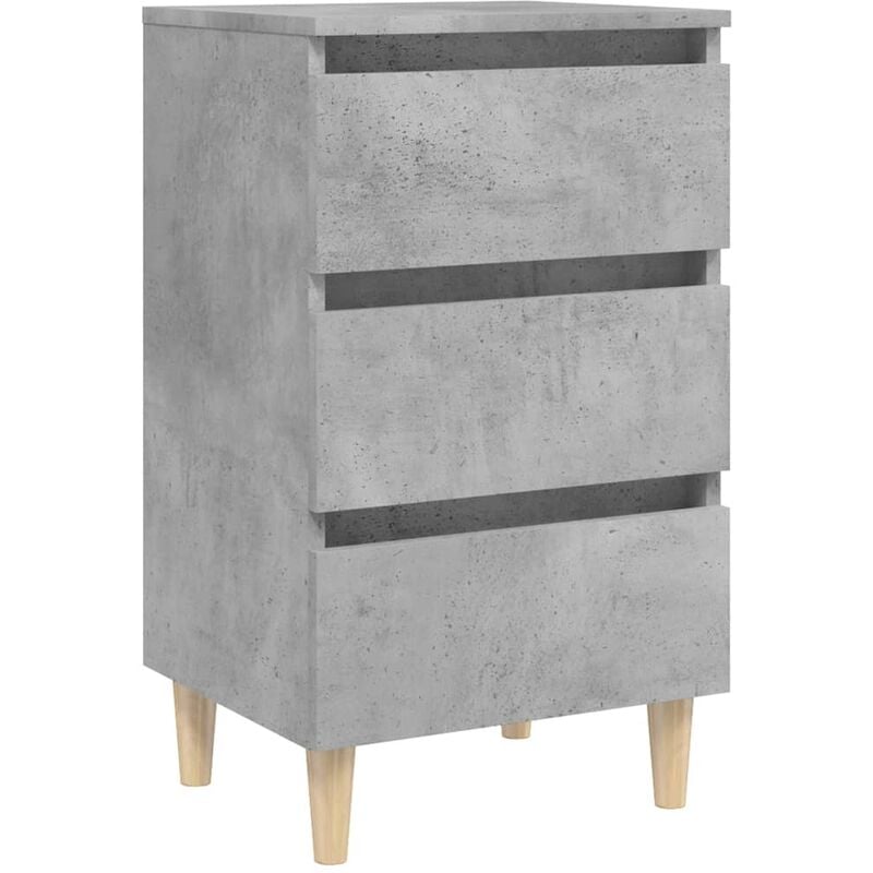 

Mesita de noche patas madera maciza 40x35x69 cm gris hormigón - Gris - Vidaxl