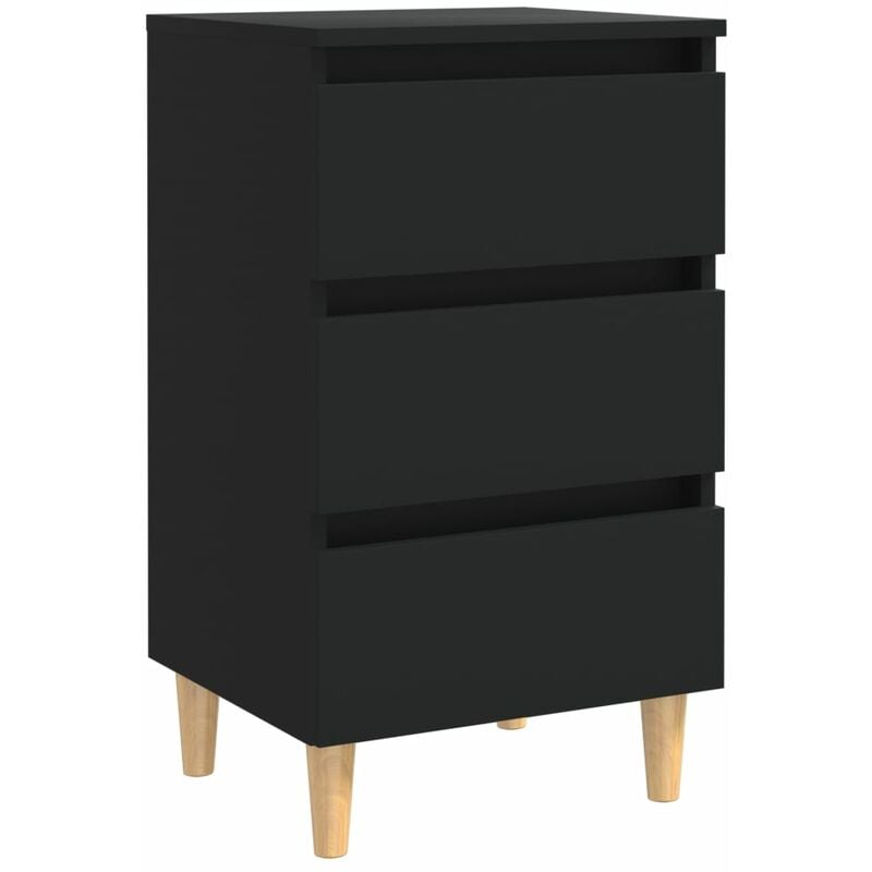 

vidaXL Mesita de noche patas madera maciza 40x35x69 cm negra - Negro