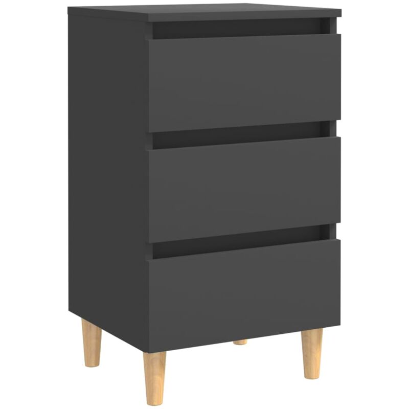 

Mesita de noche patas madera maciza 40x35x69 cm gris - Gris - Vidaxl