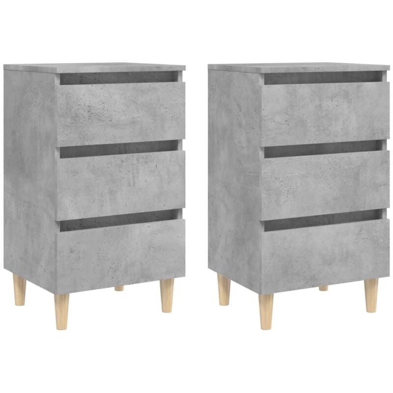 

Vidaxl - Mesita de noche patas madera maciza 40x35x69 cm gris 2 uds - Gris