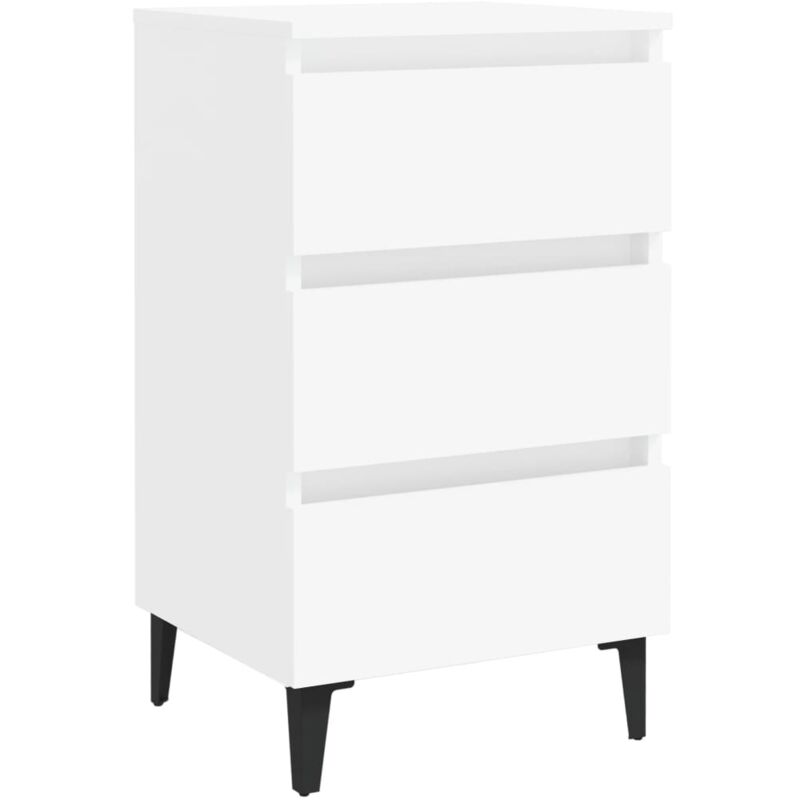 

Vidaxl - Mesita de noche patas metal 40x35x69 cm blanco - Blanco