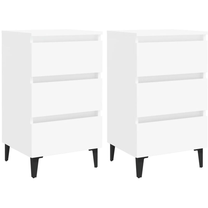 

Vidaxl - Mesita de noche patas metal 40x35x69 cm 2 uds blanco - Blanco