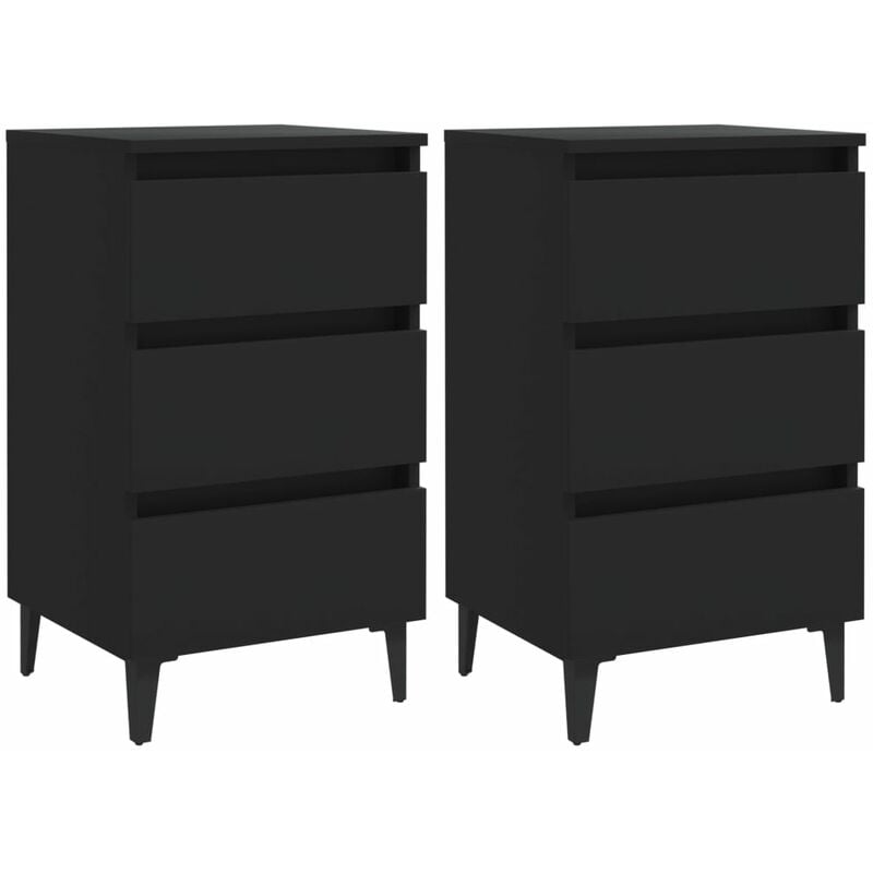 

Mesita de noche patas metal 40x35x69 cm 2 uds negro - Negro - Vidaxl