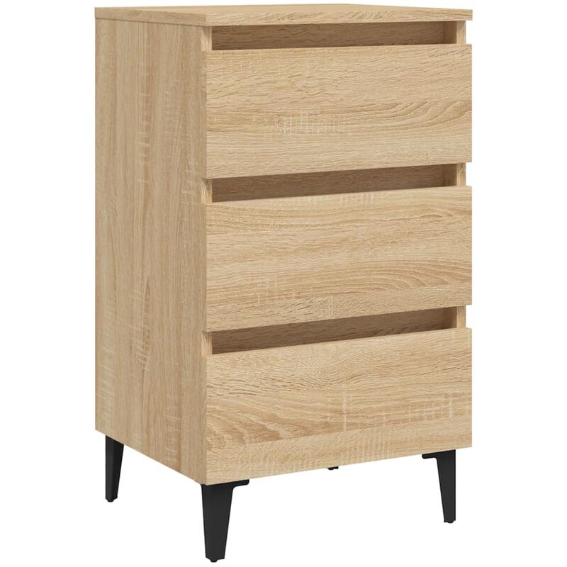 

vidaXL Mesita de noche patas metal 40x35x69 cm roble Sonoma - Marrón