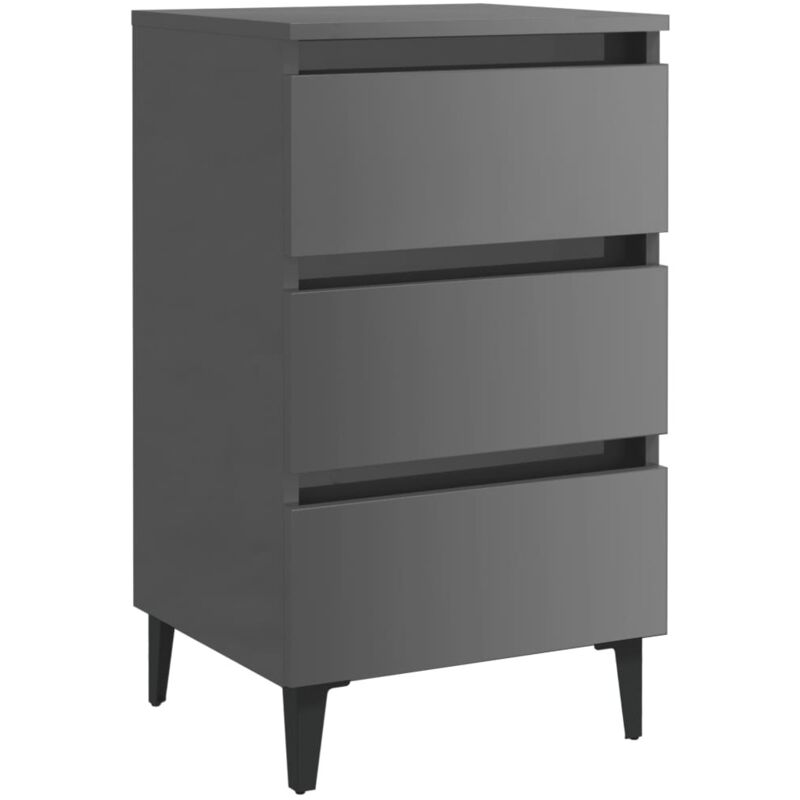 

Vidaxl - Mesita de noche patas metal 40x35x69 cm gris brillante - Gris