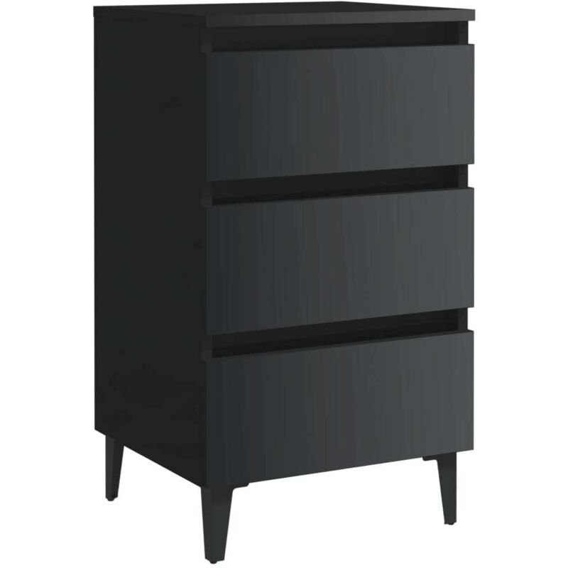 

Vidaxl - Mesita de noche patas metal 40x35x69 cm negro brillante - Negro