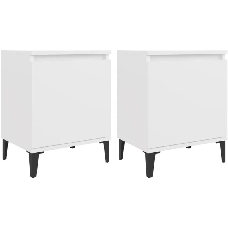 

vidaXL Mesitas de noche con patas de metal 40x30x50 cm 2 uds blanco - Blanco