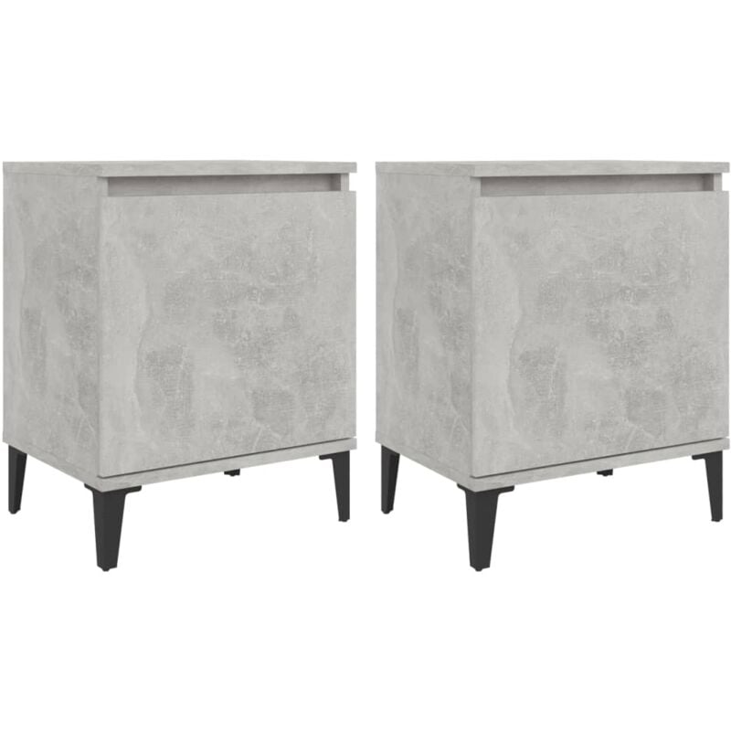 

vidaXL Mesitas de noche con patas de metal 40x30x50 cm 2 uds gris hormigón - Gris