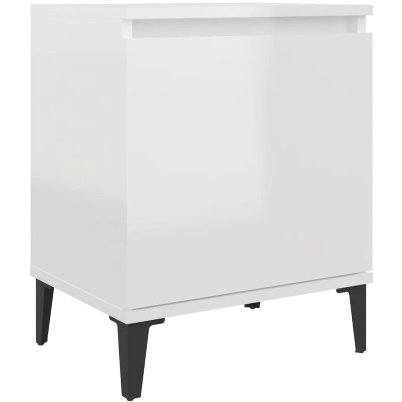 

vidaXL Mesita de noche con patas de metal 40x30x50 cm blanco brillante - Blanco
