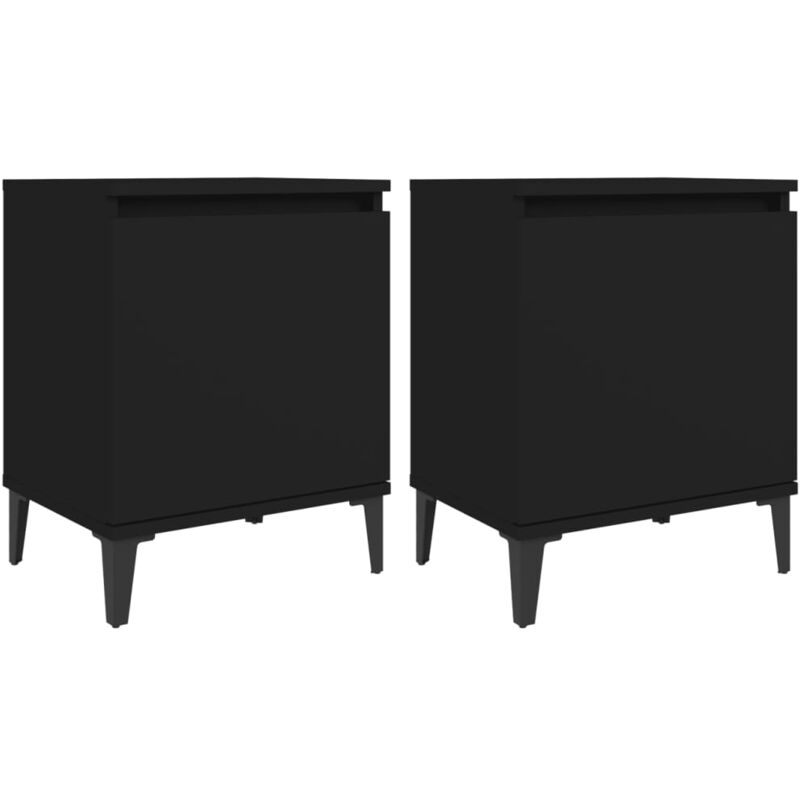 

vidaXL Mesitas de noche con patas de metal 40x30x50 cm 2 uds negro - Negro