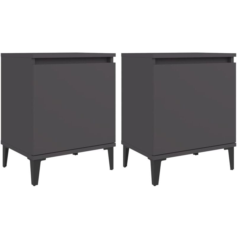 

vidaXL Mesitas de noche con patas de metal 40x30x50 cm 2 uds gris - Gris