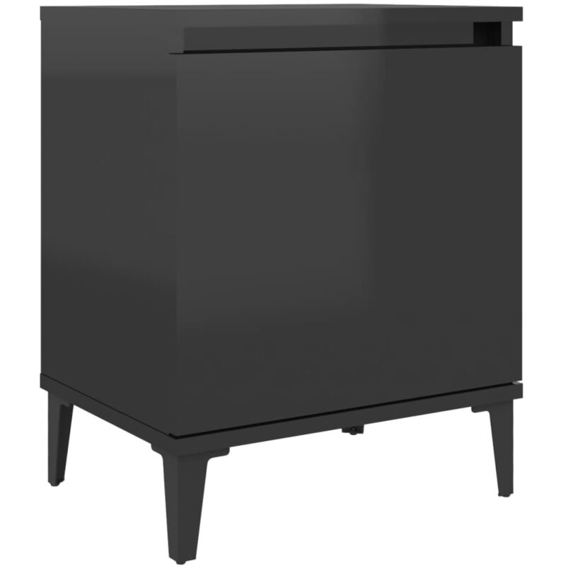 

vidaXL Mesita de noche con patas de metal 40x30x50 cm negro brillante - Negro