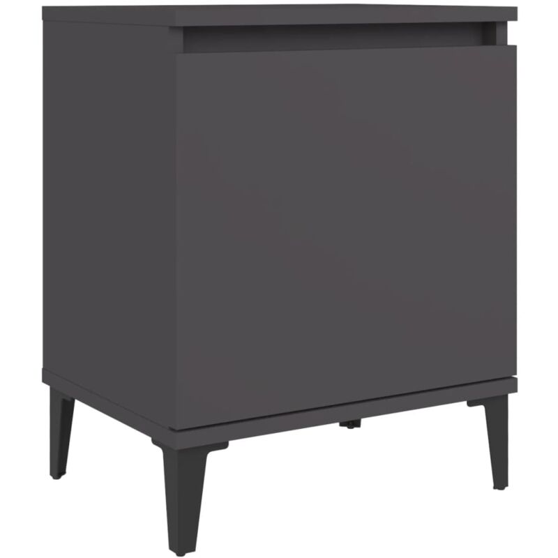 

vidaXL Mesita de noche con patas de metal 40x30x50 cm gris - Gris