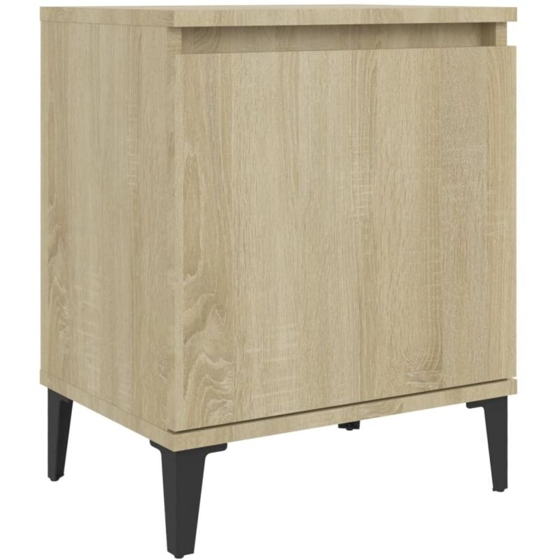 

vidaXL Mesita de noche con patas de metal 40x30x50 cm roble Sonoma - Marrón
