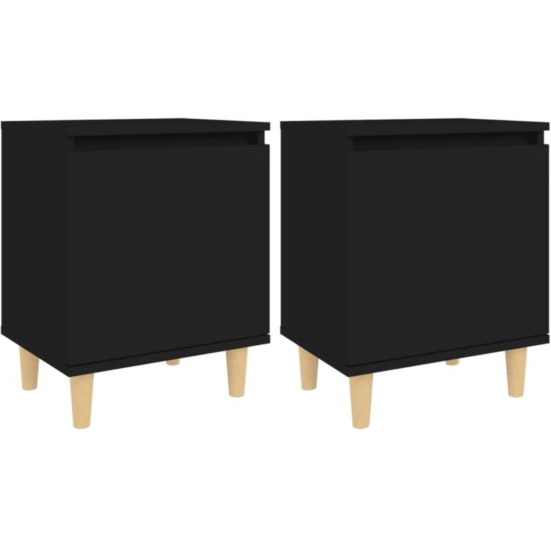 

vidaXL Mesitas de noche con patas 40x30x50 cmmadera maciza negra 2 uds - Negro