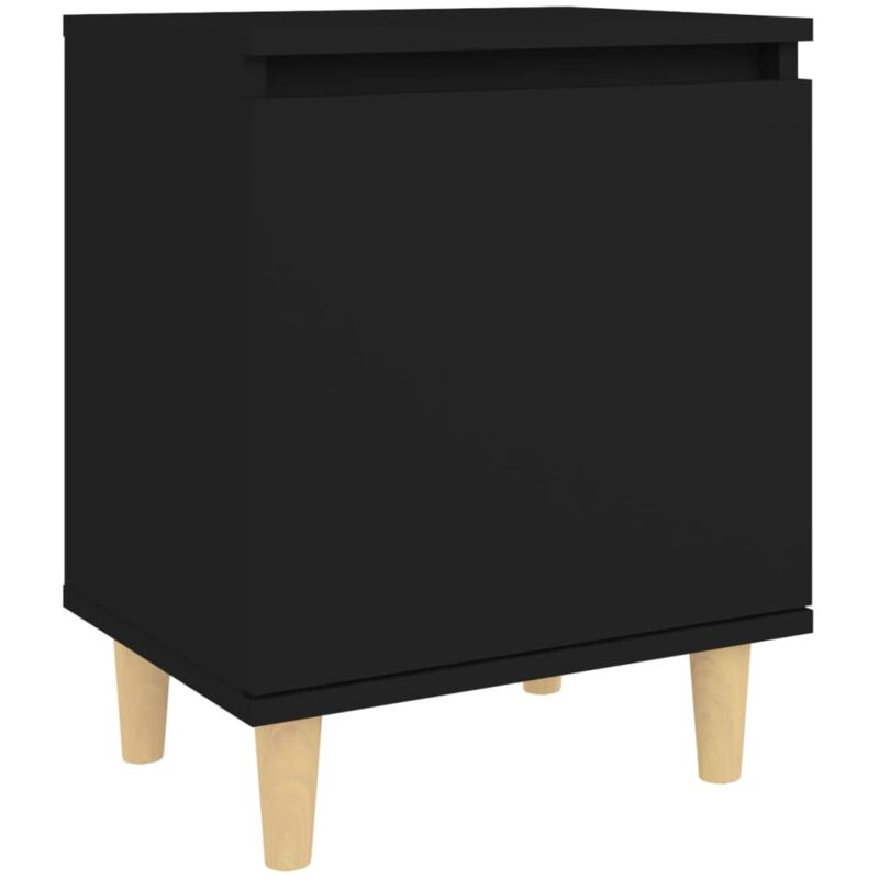 

vidaXL Mesita de noche con patas 40x30x50 cmmadera maciza negra - Negro