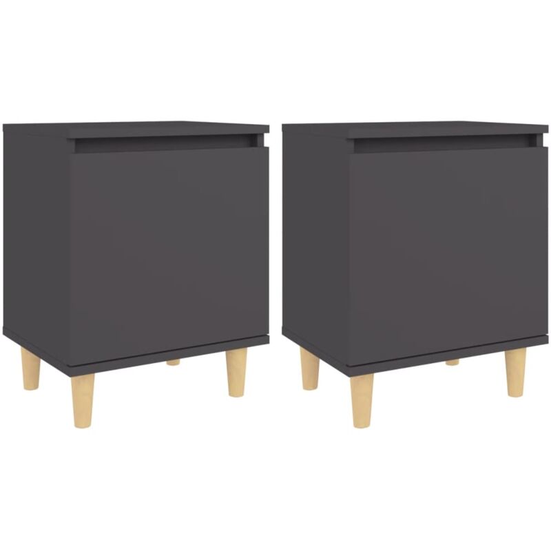 

vidaXL Mesitas de noche con patas 40x30x50 cmmadera maciza gris 2 uds - Gris