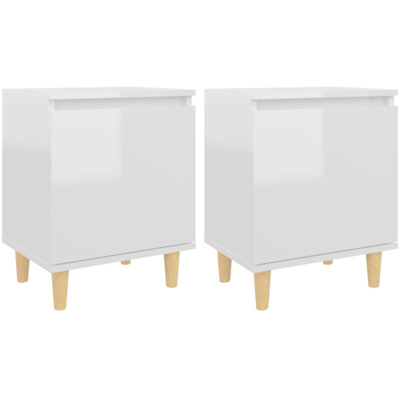 

vidaXL Mesitas de noche conpatas 40x30x50 cmmadera blanco brillo 2 uds - Blanco