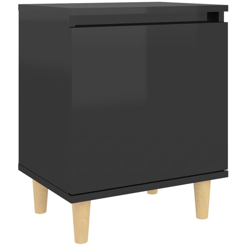 

vidaXL Mesita de noche con patas 40x30x50 cmmadera pino negro brillante - Negro