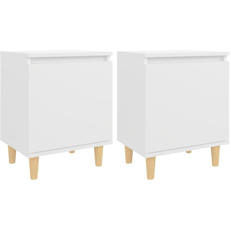 

vidaXL Mesitas de noche con patas 40x30x50 cm madera maciza blanca 2 uds - Blanco