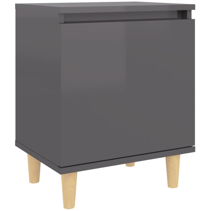 

vidaXL Mesita de noche con patas 40x30x50 cmmadera maciza gris brillo - Gris