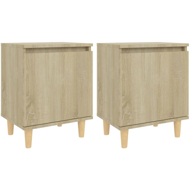

vidaXL Mesitas de noche con patas 40x30x50 cmmadera maciza Sonoma 2 uds - Marrón