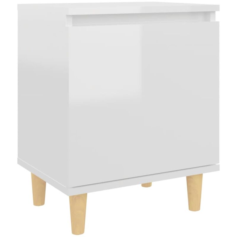 

vidaXL Mesita de noche con patas 40x30x50 cmmadera pino blanco brillante - Blanco