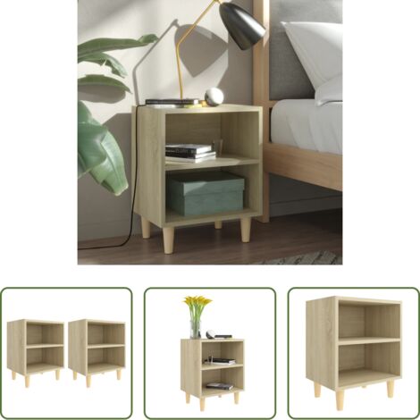 vidaXL Mesita de noche con patas -  Mesitas de noche 2 uds con patas madera roble Sonoma 40x30x50cm
